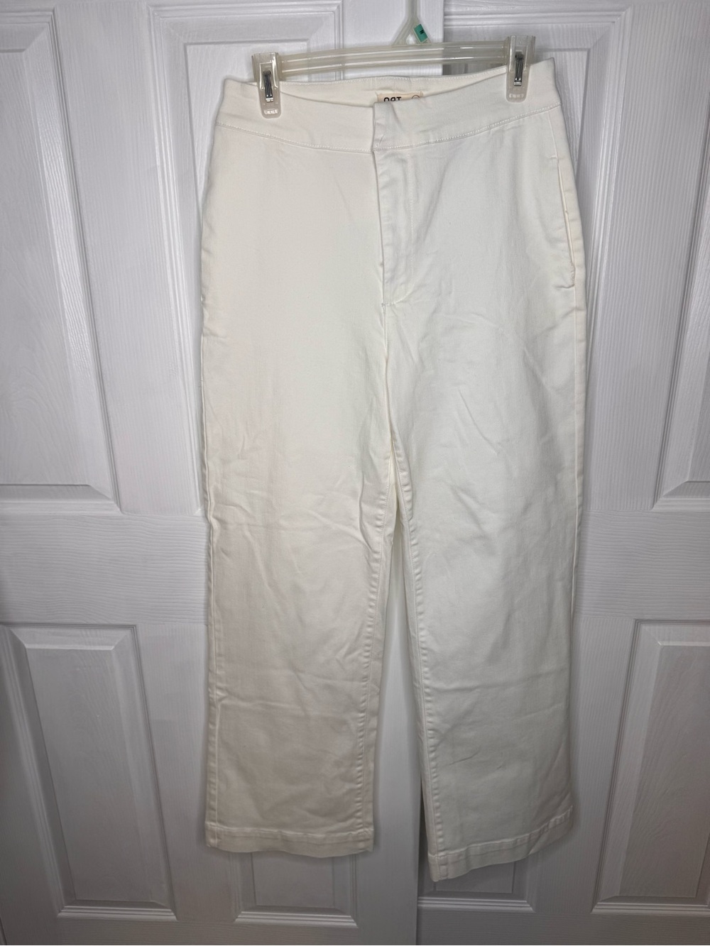 OAT New York White Wide Leg Pants Women’s Sz 8/29 High Rise Cotton Blend Chino